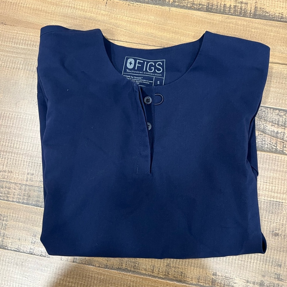 Figs Womens Scrub Top Navy Blue Size Small